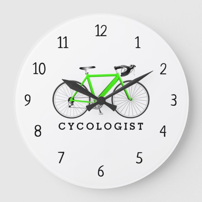 Cykolog Neon Grönt Bicycle Lara Clock Stor Klocka (Framsida)