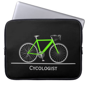 Cykolog Neon Grönt Bike on Black Laptop Fodral