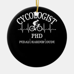 Cykolog PhD Pedal Harder PhD Heartslag Julgransprydnad Keramik
