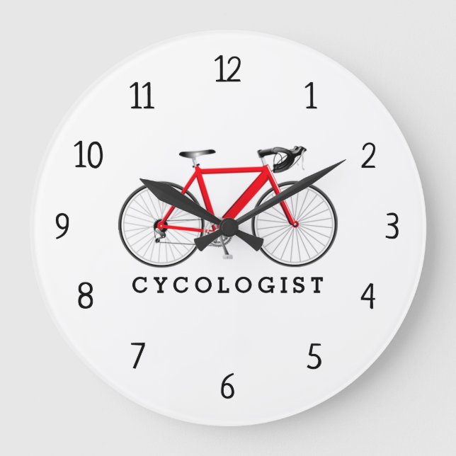 Cykolog Red Bicycle Large Clock Stor Klocka (Framsida)