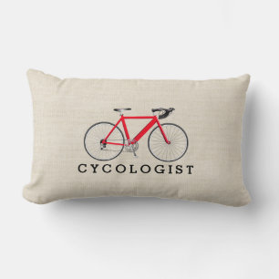 Cykolog Red Bicycle on Beige Lumbar Pillow Lumbarkudde