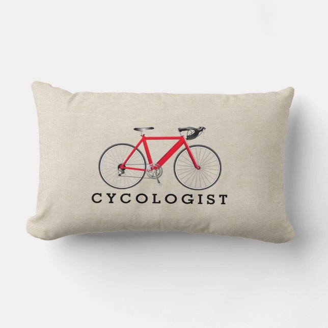 Cykolog Red Bicycle on Beige Lumbar Pillow Lumbarkudde (Framsida)