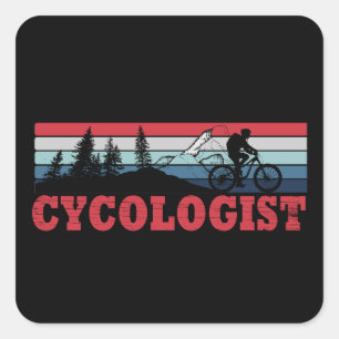 Cykolog, rolig cykling som säger fyrkantigt klistermärke