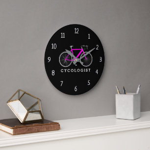 Cykolog Rosa Bicycle on Black Stor Klocka