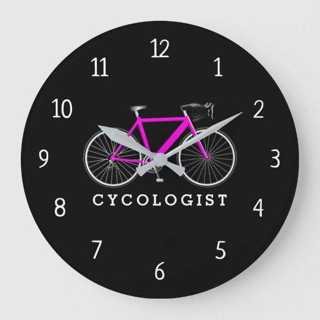 Cykolog Rosa Bicycle on Black Stor Klocka (Framsida)