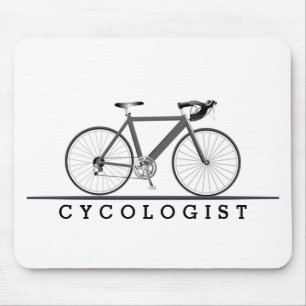 Cykolog Text med Grått Bicycle Musmatta