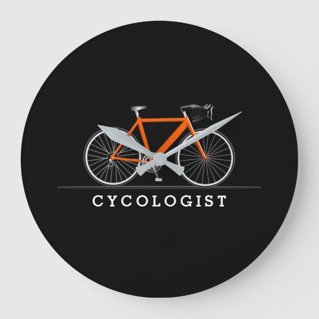 Cykolog-text med orange-cykel stor klocka (Framsida)