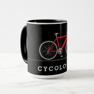 Cykolog text med röd cykel mugg