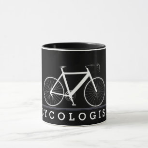 Cykolog-text med vit cykel mugg