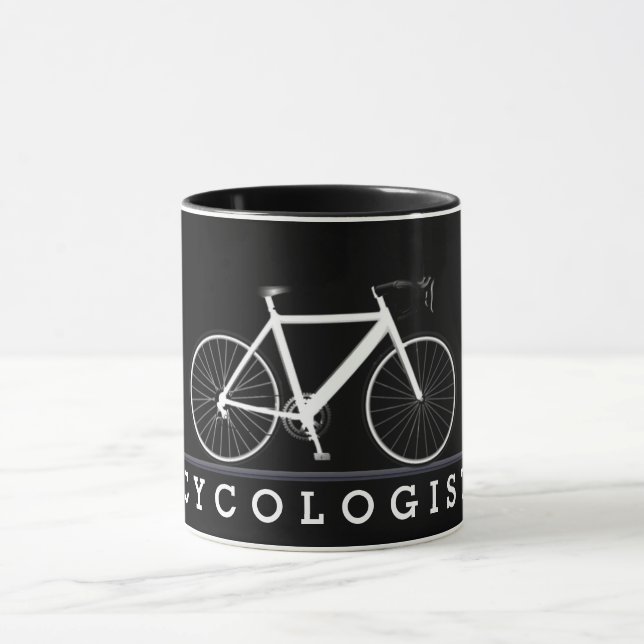 Cykolog-text med vit cykel mugg (Center)