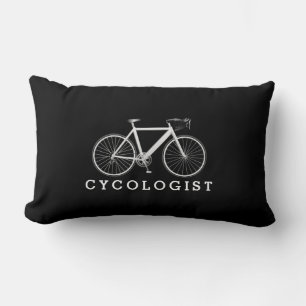 Cykolog Vit cykel på svart Lumbarkudde