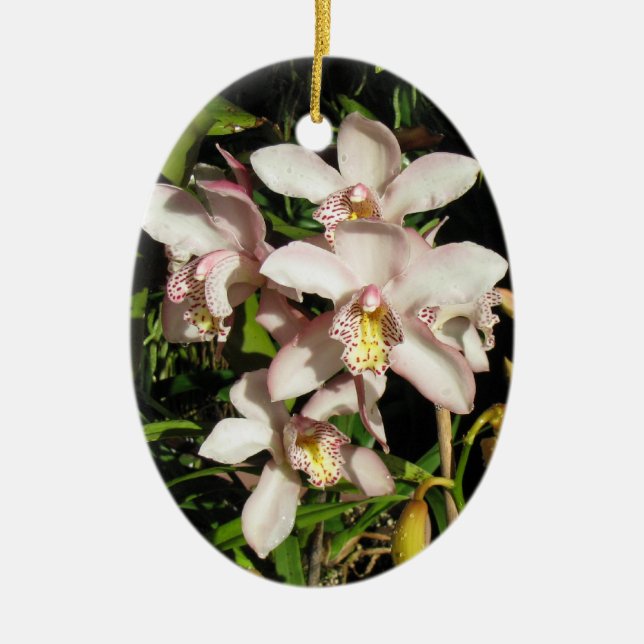 Cymbidium Orchids ornament, anpassa Julgransprydnad Keramik (Framsidan)
