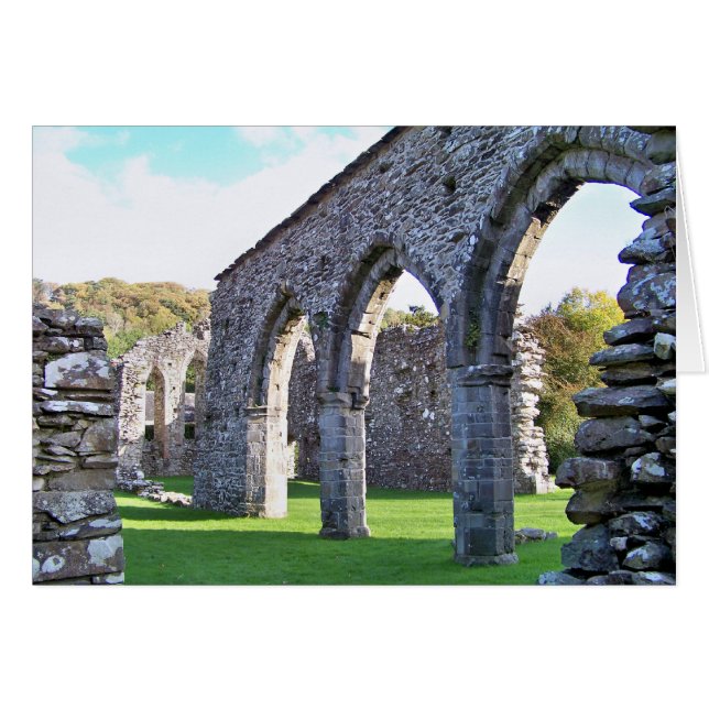 CYMER ABBEY WALES HÄLSNINGSKORT (Framsidan Horizontal)