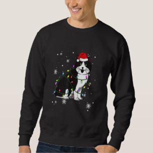 Cymric Cat jul Ljus jultomten Santa Cat Santa Lång Ärmad Tröja