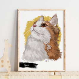 Cymric Cat Print | Skriv ut kattvägg Poster