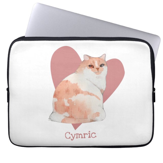 Cymric Cat Watercolor Kattunge Rosa Heart Laptop Fodral (Framsidan)