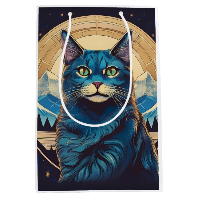 Cymric Katt Med Bergsutsikt Stjärnor (Framsidan)