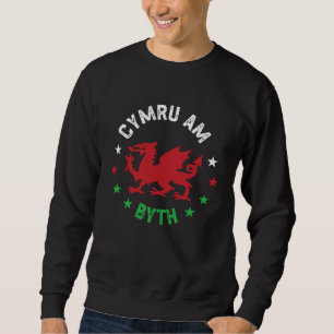 Cymru Am Byth Wales Flag Walisisk Lång Ärmad Tröja