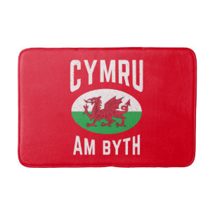 Cymru am Byth Wales Flagga Proud Welsh Vintage Rug Badrumsmatta