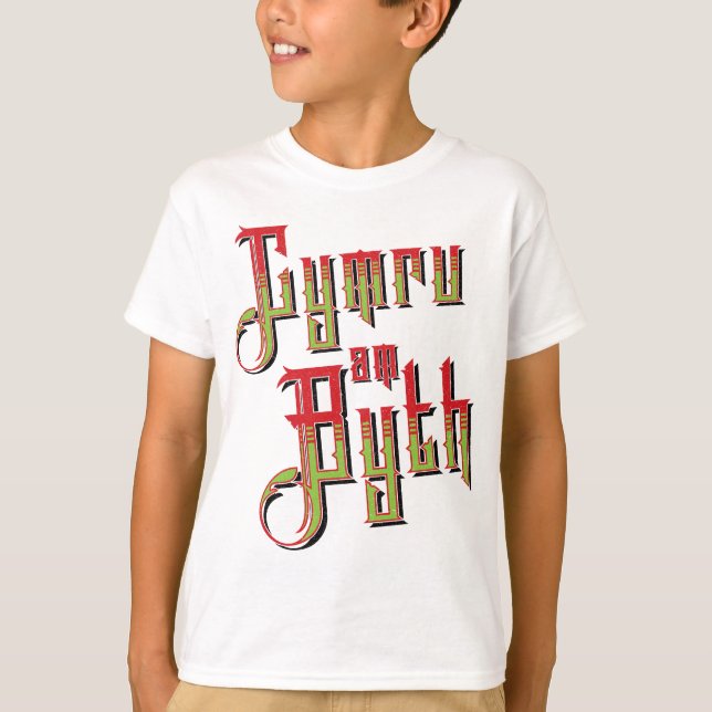 Cymru Am Byth. Wales Forever T-shirt (Framsida)