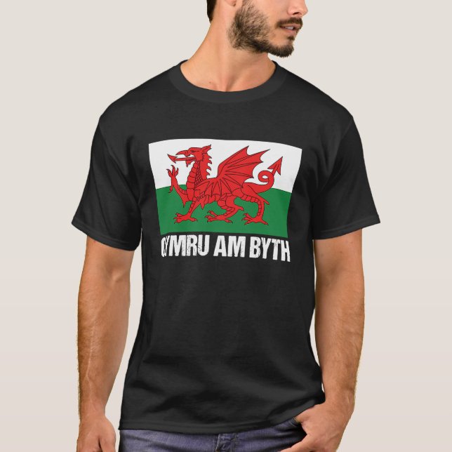 Cymru am Byth Welsh Pride Wales T Shirt (Framsida)