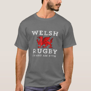 Cymru am Byth Welsh Rugby Wales Forever Dragon Te T Shirt
