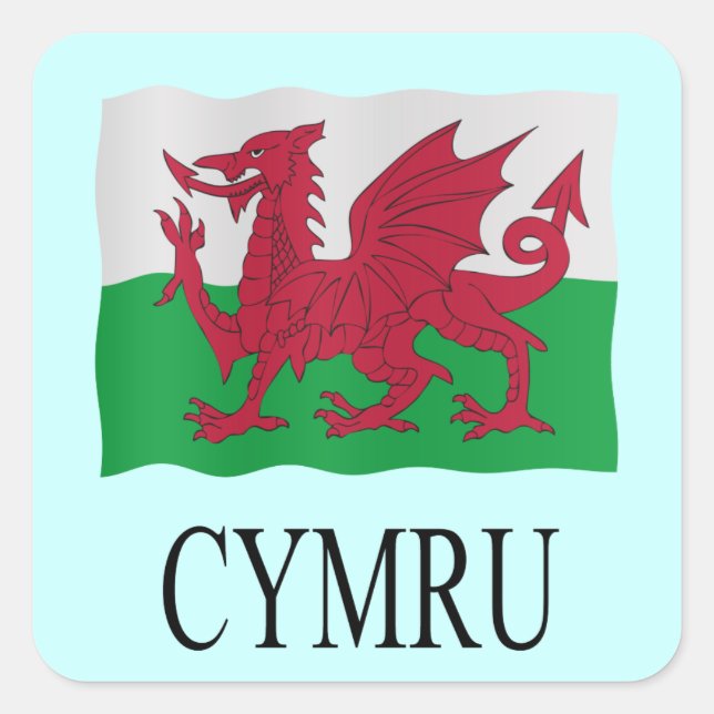 Cymru Fyrkantigt Klistermärke (Framsida)