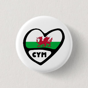 Cymru land kodifierar flaggahjärta klämmer fast, knapp