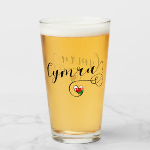 Cymru Wales Flagga in Heart Glaskopp