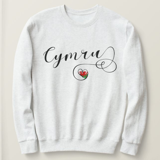 Cymru Wales Flagga in Heart T Shirt (Design framsida)
