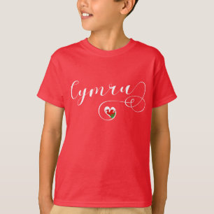 Cymru Wales Flagga in Heart T-Shirt