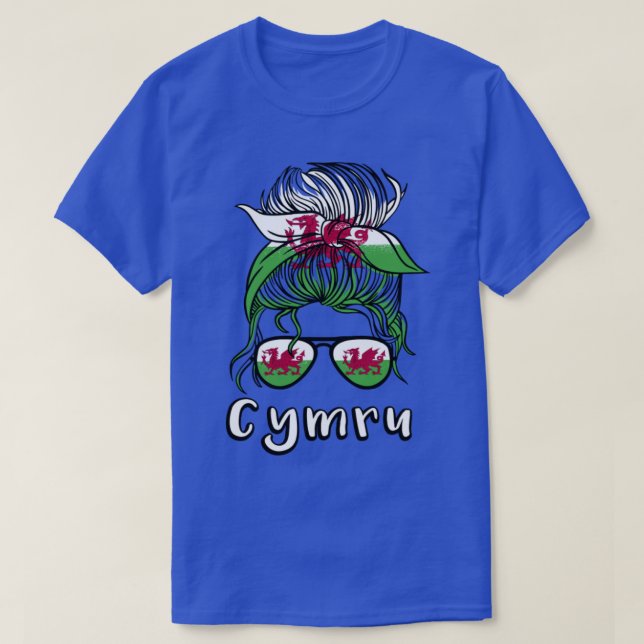 Cymru Wales Girl Vm Welsh flagga T Shirt (Design framsida)