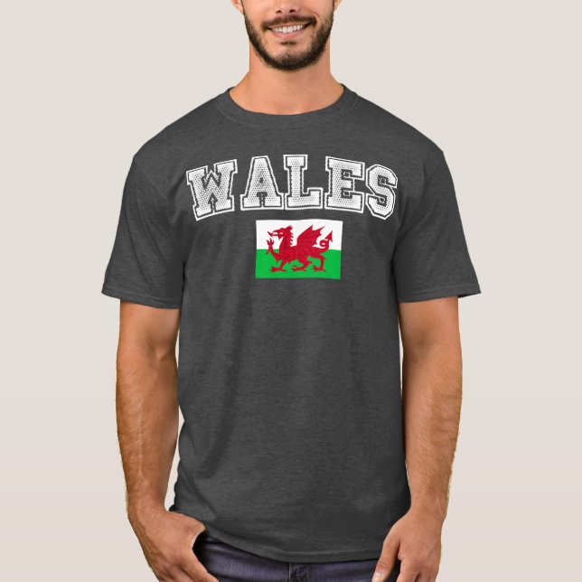 Cymru Welsh Wales Football Soccer Jersey Ball T Shirt (Framsida)