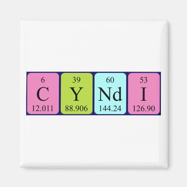 Cyndi periodiskt återkommande bord namn magnet (Framsidan)