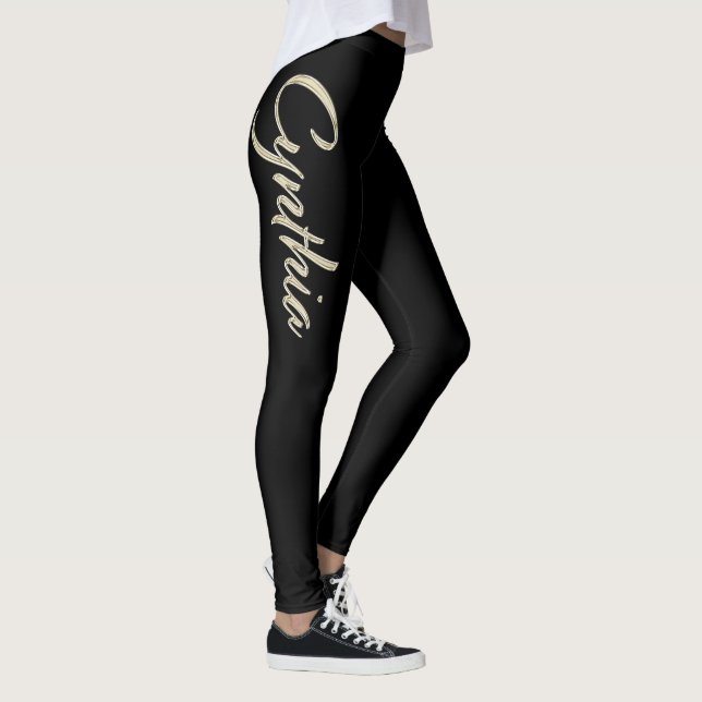 Cynthia white gold Handwriting Hose Leggings (Höger)
