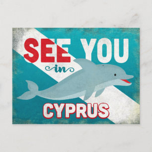 Cypern Delfin - Retro Vintage Resa Vykort