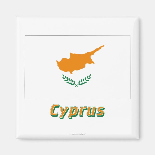 Cypern Flagga med Namn Magnet (Framsidan)