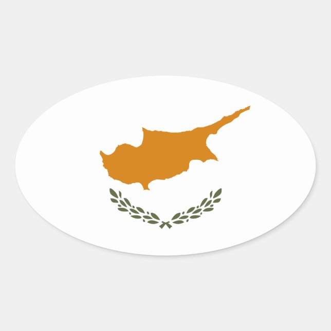 Cypern Flagga Ovalt Klistermärke (Framsida)