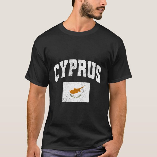 Cypern Flagga Throwback T Shirt (Framsida)