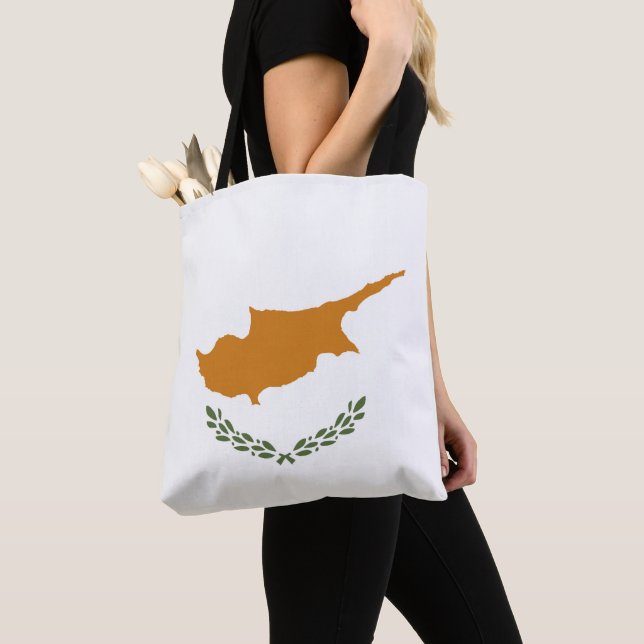 Cypern flagga tygkasse (Närbild)