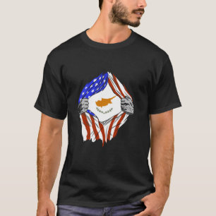 Cypern Flagga USA Amerika Chest Cypriot Pride Cypr T Shirt