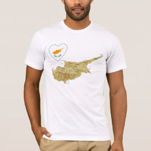 Cypern flaggahjärta och kartaT-tröja Tee Shirt