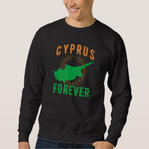 Cypern Forever Cypriotisk Land Ö Map Kontur Lång Ärmad Tröja