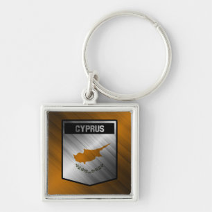 Cypern Fyrkantig Silverfärgad Nyckelring