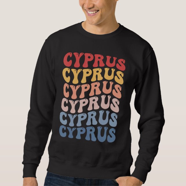 Cypern Groovy Retro Cypriotisk Lång Ärmad Tröja (Framsida)