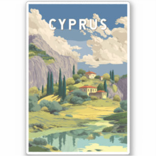 Cypern Illustration Resa Konst Vintage Klistermärken