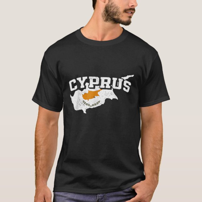 Cypern Karta och Flagga Souvenir Cypriot T Shirt (Framsida)