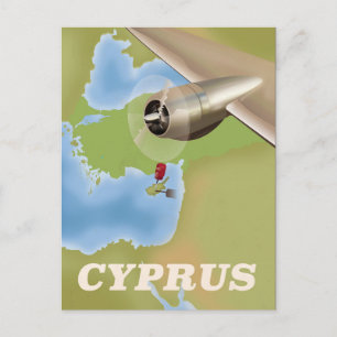 Cypern karta vintage resor poster vykort