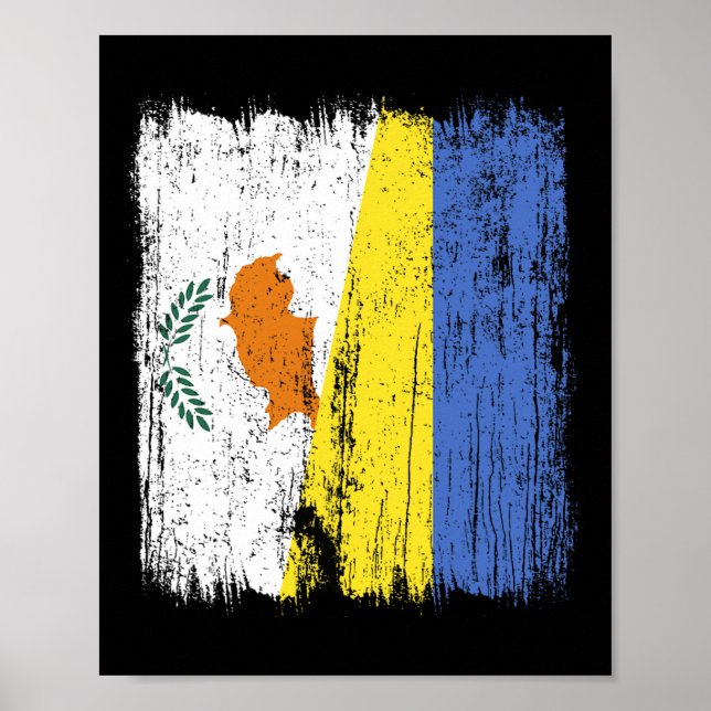 Cypern Ukraina Halv Flagga Cypernsk Ukrainsk Kultu Poster (Framsidan)