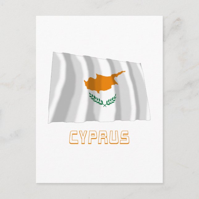 Cypern Wave Flagga med Namn Vykort (Framsida)